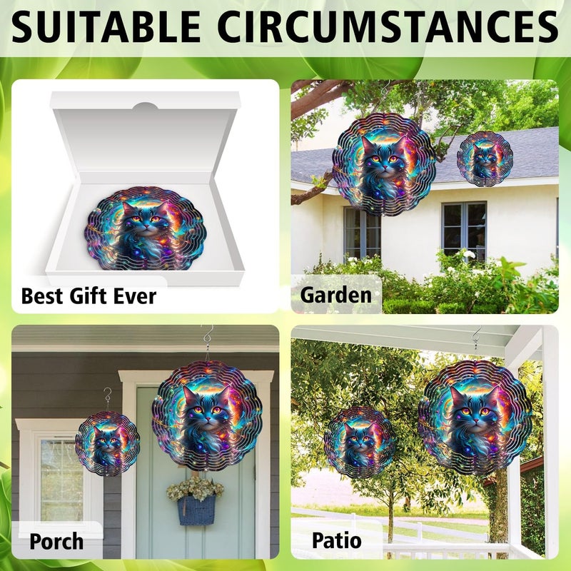 PODMemory Celestial Cat Wind Spinner, Celestial Cat Wind Spinner Hanging for Yard and Garden, Unique Gift Wind Spinner, 3D Hanging Wind Spinner Outdoor - Image 5